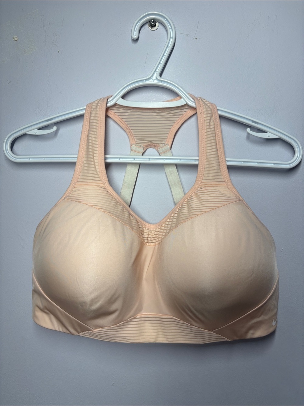 Nike Light Peach High-Support Sports Bra with Mesh Racerback